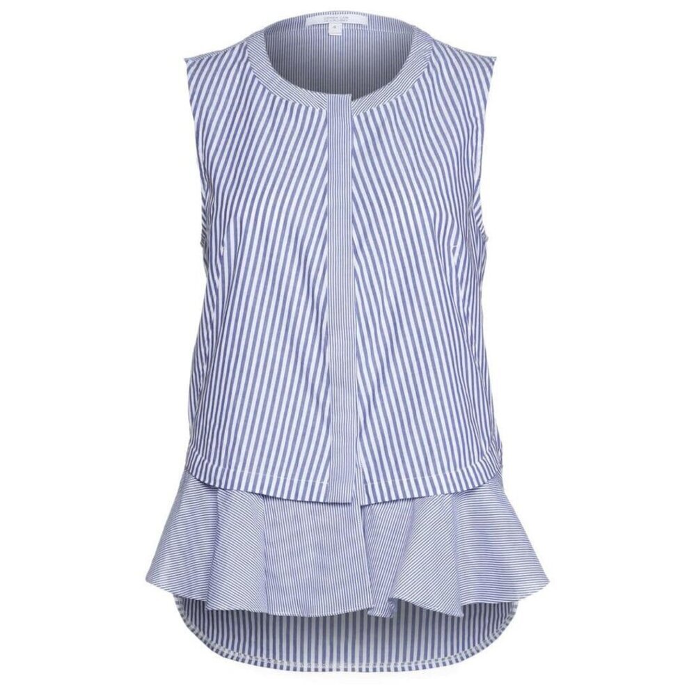 Derek Lam 10 Crosby Blue Striped Front Ruffle Top Size 2 - 2777